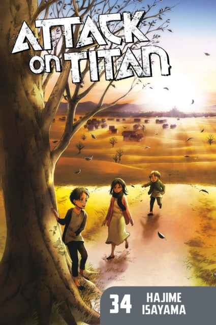 Attack on Titan 34 manga cover with children near a tree.