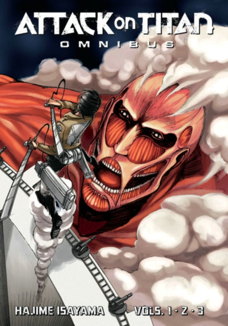 Attack on Titan Omnibus 1-3 manga cover featuring Eren and the Colossal Titan.