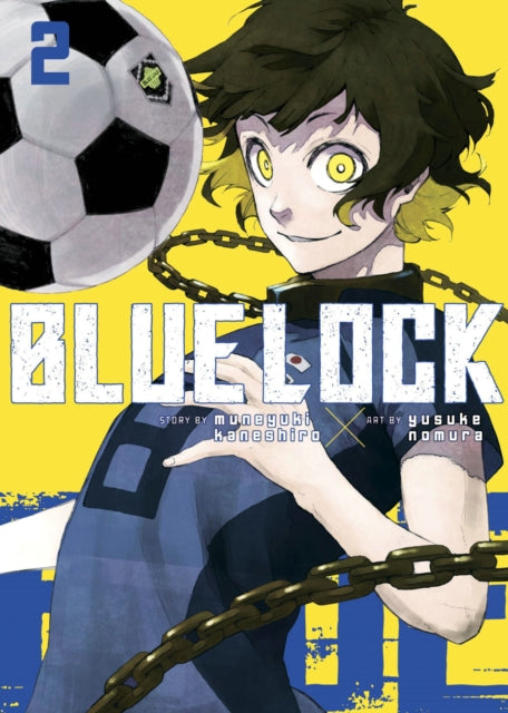 Blue Lock 2 manga cover featuring a soccer ball and a character with yellow eyes.