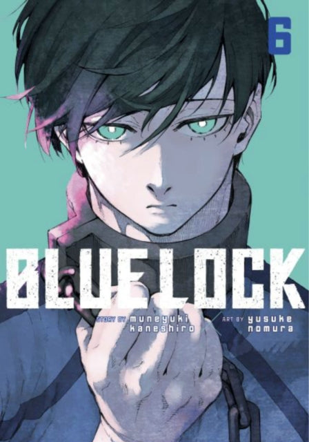 Blue Lock 6 manga cover featuring a close-up of a character with teal eyes.