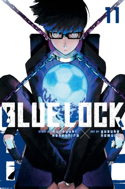 Blue Lock 11 manga cover featuring a character holding a glowing soccer ball.