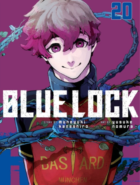 Blue Lock 20 manga cover featuring a character with pink hair and chains.