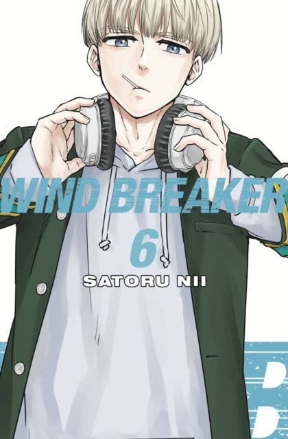 Manga cover for Wind Breaker 6 featuring a young man with headphones and a lollipop.