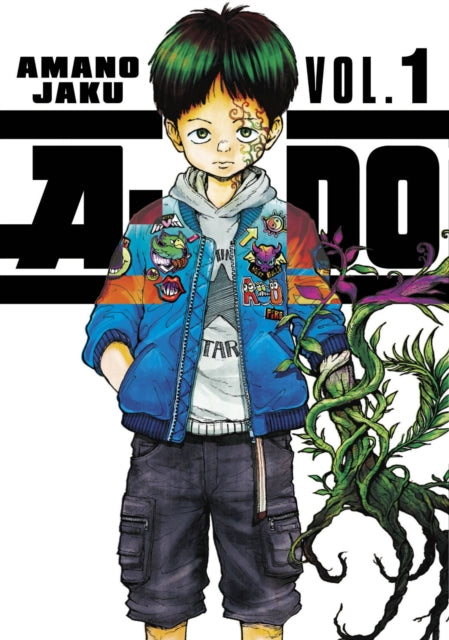 Manga cover art of a young boy with green hair and facial tattoos.