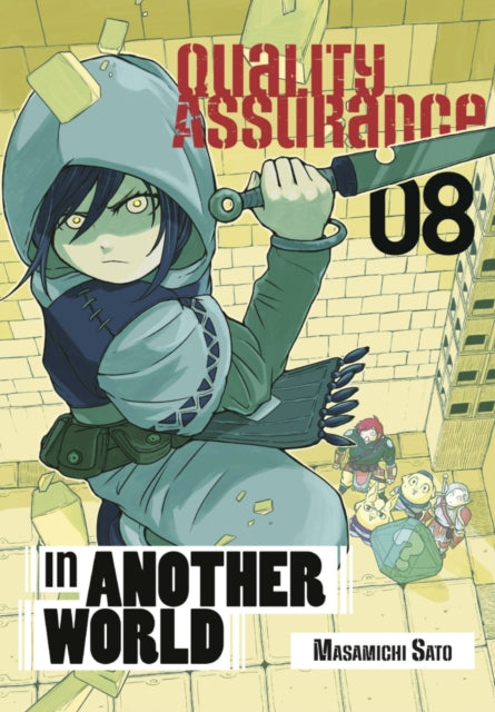 Quality Assurance in Another World 8 manga cover featuring a hooded character with a sword.