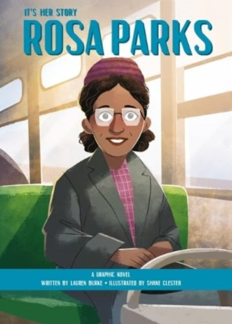 Rosa Parks graphic novel cover featuring an illustration of Rosa Parks on a bus.