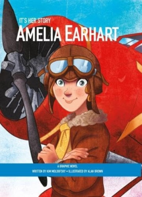 Amelia Earhart graphic novel cover with a cartoon illustration of the aviator.