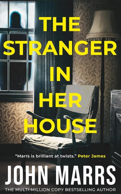 The Stranger in Her House book cover with a shadowy figure and a chair.