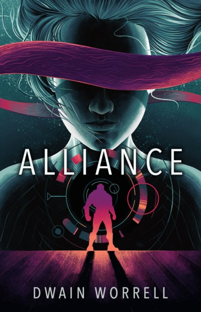Book cover for "Alliance" by Dwain Worrell, featuring a stylized face with a red blindfold.