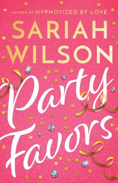 Party Favors book cover with gold text and pink glitter background.