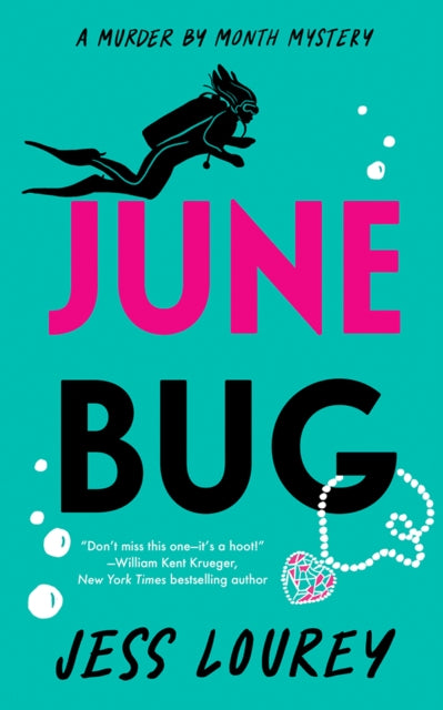 Book cover for June Bug by Jess Lourey featuring a diver and a necklace.