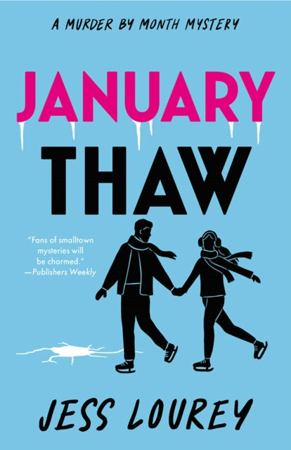 Book cover for January Thaw by Jess Lourey featuring ice skaters.