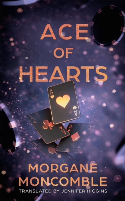 Book cover for Ace of Hearts featuring playing cards and poker chips.