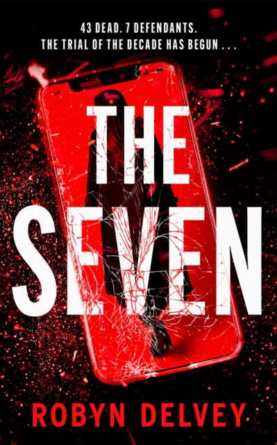 The Seven book cover with a cracked phone screen and red accents.