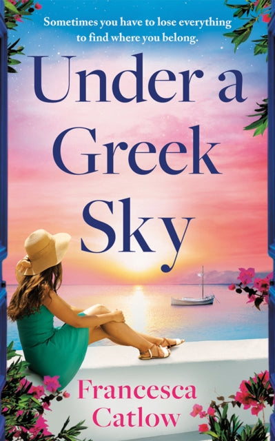 Book cover for "Under a Greek Sky" featuring a woman on a balcony overlooking the sea.