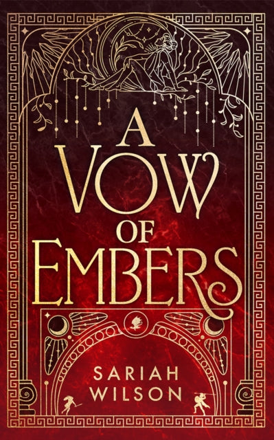 A Vow of Embers book cover with gold lettering and ornate design.