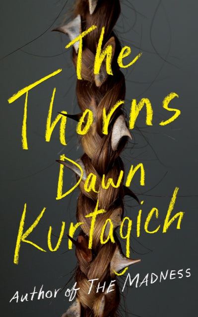 The Thorns book cover with yellow text on a dark background.