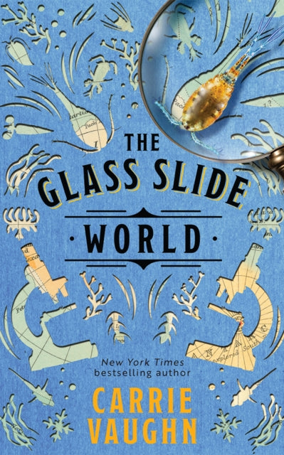 The Glass Slide World book cover with microscopic sea life and microscopes.