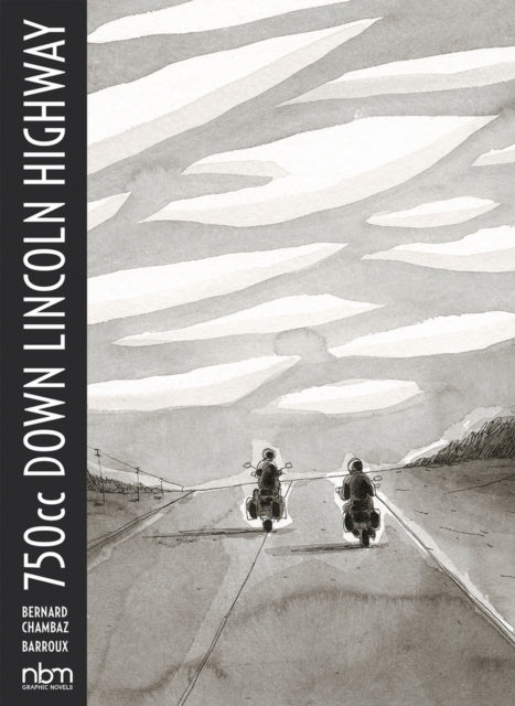 750cc Down Lincoln Highway graphic novel cover art with two motorcyclists on a highway.