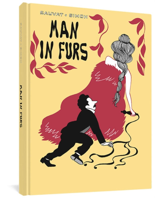 Man In Furs book cover with a woman in a red fur coat and a man with a whip.