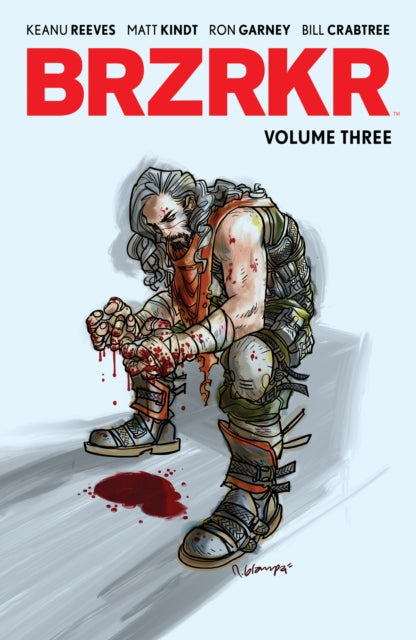 BRZRKR Vol. 3 comic book cover featuring a bloodied warrior.
