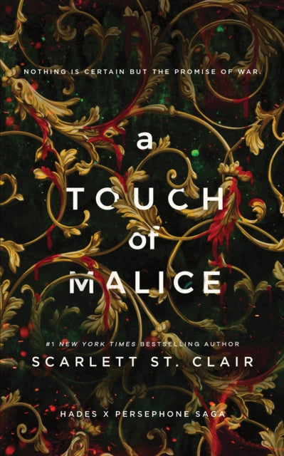 A Touch of Malice book cover with ornate gold and red design.