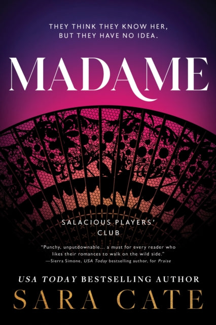 Book cover for Madame by Sara Cate featuring a lace fan.