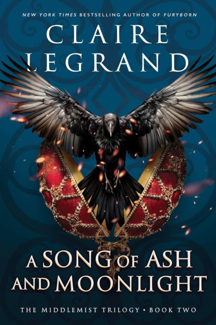 A Song of Ash and Moonlight book cover with a raven and ornate egg.