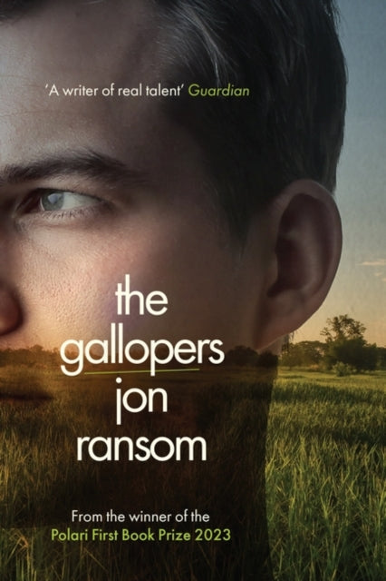 The Gallopers book cover featuring a man's face and a landscape.