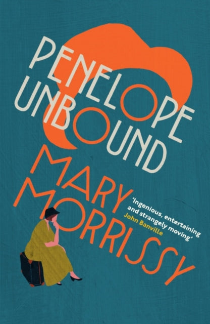 Penelope Unbound book cover with orange text and a woman sitting on a suitcase.