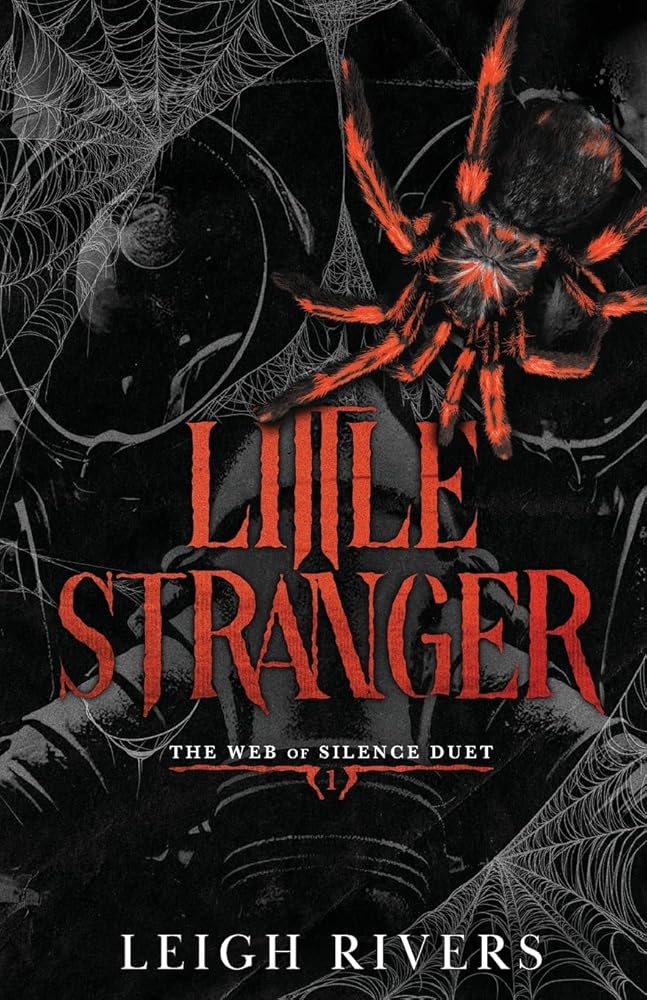 Book cover for Little Stranger by Leigh Rivers with a spider and webs.