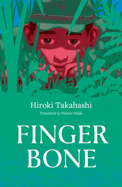 Finger Bone book cover with a person peeking through foliage.