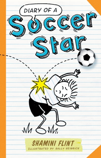 Diary of a Soccer Star book cover with a cartoon of a soccer player being hit by a ball.