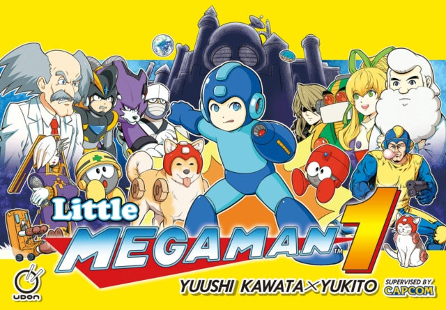 Little Mega Man Volume 1 comic book cover featuring Mega Man and other characters.