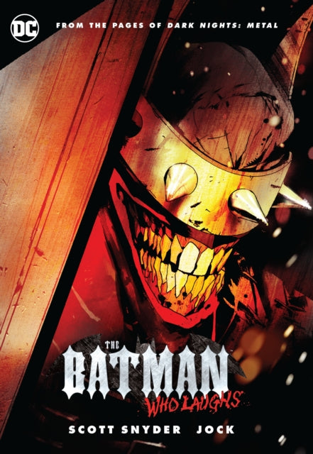 The Batman Who Laughs comic cover featuring the villain's menacing grin.