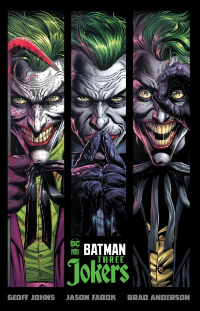 Batman: Three Jokers comic cover featuring three distinct Joker faces.