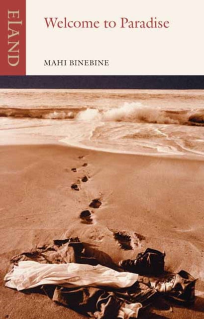 Book cover for Welcome to Paradise with beach and footprints.