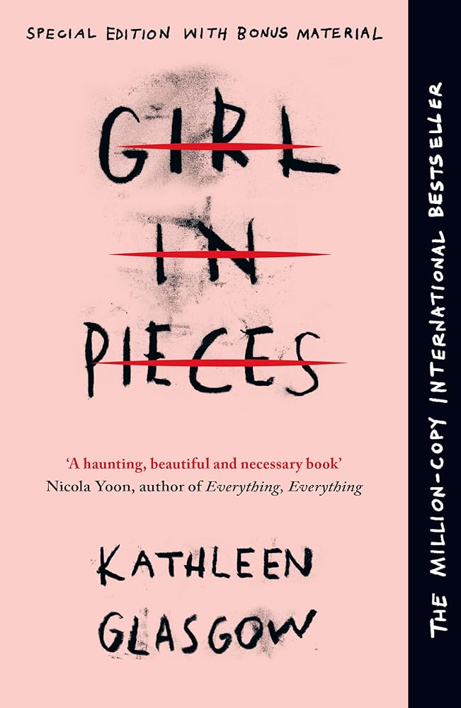 Girl in Pieces book cover with title and author name.