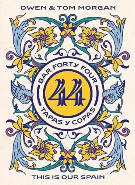 Bar 44 Tapas y Copas logo with ornate floral design and text.