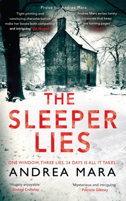 The Sleeper Lies book cover features a snowy scene with a house and red text.