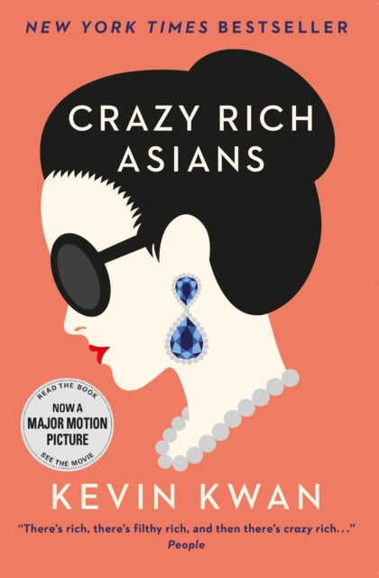 Crazy Rich Asians book cover with a stylized woman wearing sunglasses and jewelry.