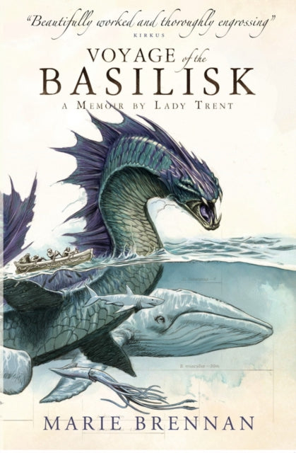 Book cover for Voyage of the Basilisk featuring a sea monster and whales.
