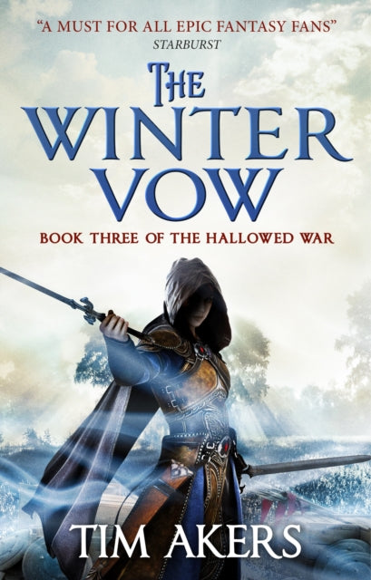 Book cover for The Winter Vow by Tim Akers, featuring a hooded warrior.