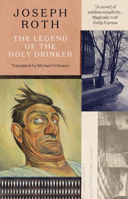 The Legend Of The Holy Drinker book cover with a portrait and cityscape.