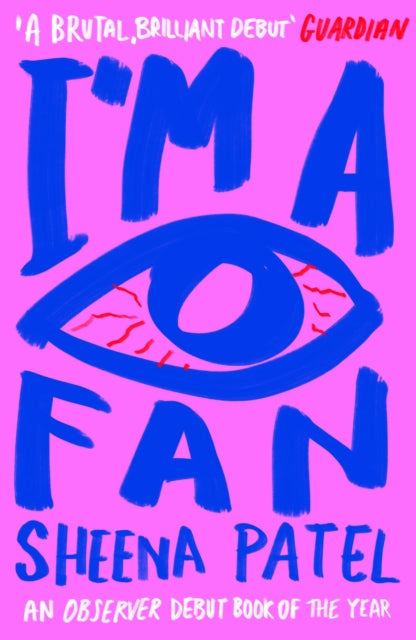 Book cover for I'm a Fan by Sheena Patel with a pink background and blue text.