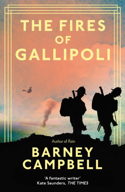 The Fires of Gallipoli book cover with silhouettes of soldiers and a biplane.