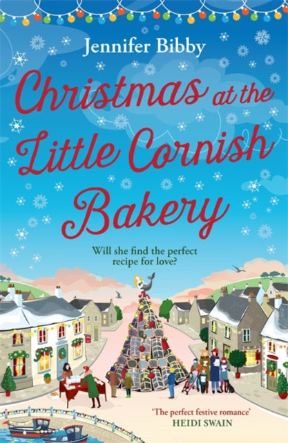 Christmas at the Little Cornish Bakery book cover with festive village scene.