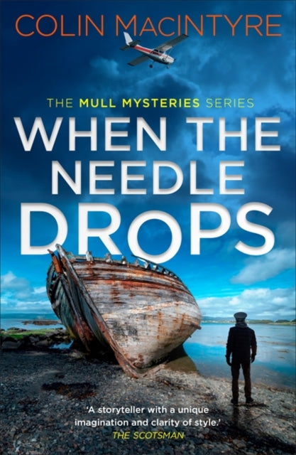 Book cover for "When the Needle Drops" featuring a shipwreck and a lone figure.