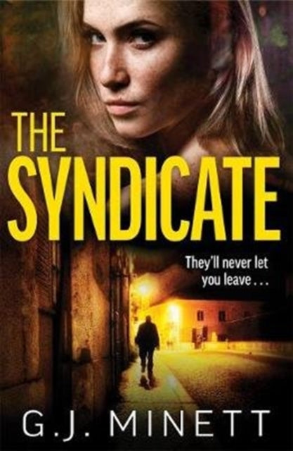 The Syndicate book cover featuring a woman's face and a man walking down a street.