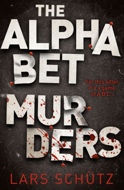 The Alphabet Murders book cover with blood splatters and pins.